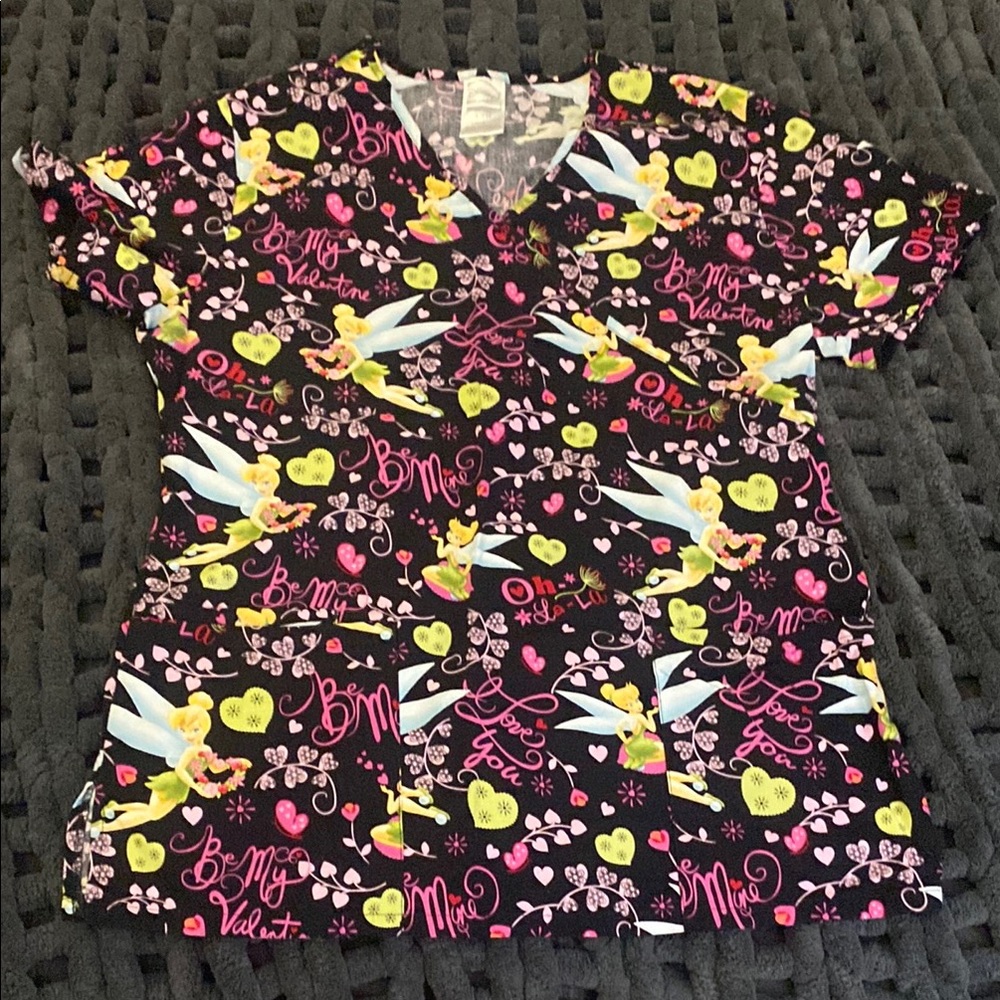 Disney Black and Pink Tinkerbell Scrub top